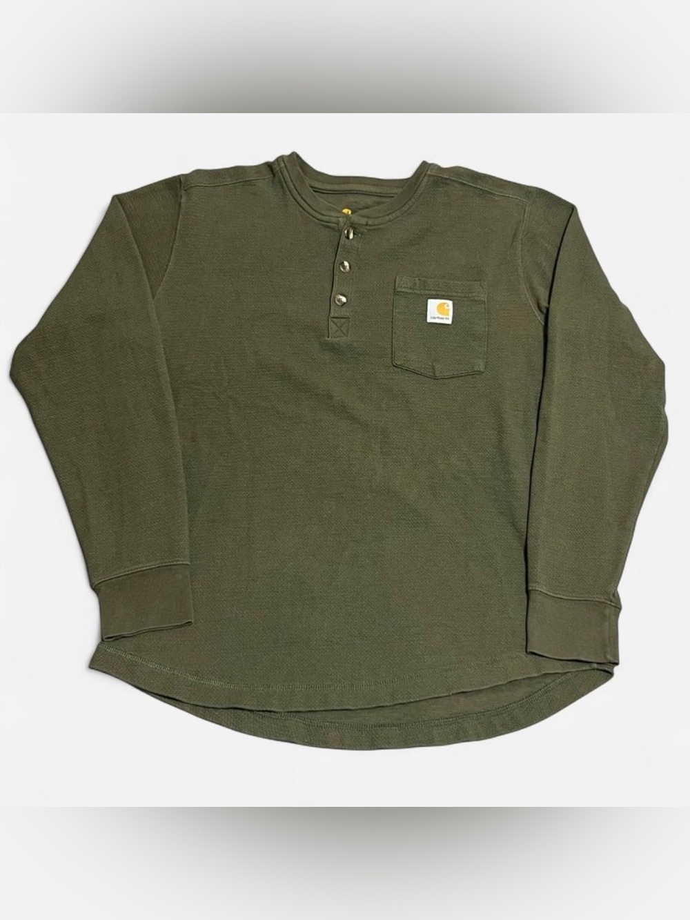 Carhartt Loose Fit Heavyweight Long-Sleeve Pocket Henley T-Shirt Large Green